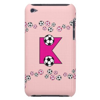 Letter K Monogram in Soccer Pink