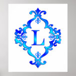 Letter L Blue Posters