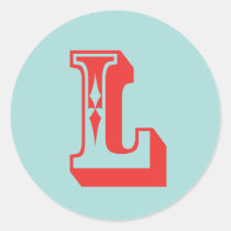 Letter L carnival style monogram initial favor stickers