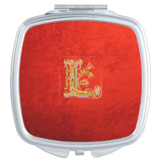 LETTER L ON RED VELVET DESIGN TRAVEL MIRRORS