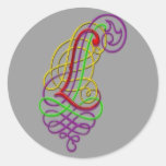 Letter L Ornamental Round Stickers