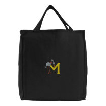 Letter M Flamingo Monogram Embroidered Bag embroidered bags by mothersdaytshirts Letter M Flamingo Monogram Embroidered Bag embroidered bags