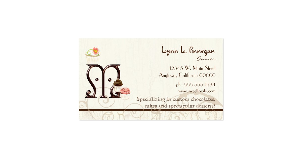 Letter M Monogram Dessert Bakery Business Cards Zazzle