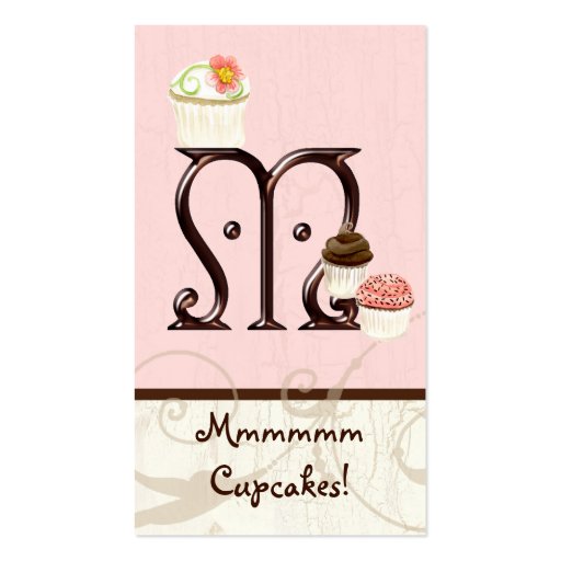 Letter M Monogram Dessert Bakery Business Cards (front side)