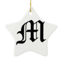 Letter M Old English Text on White Background Ornaments