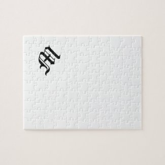 Letter M Old English Text on White Background Jigsaw Puzzles