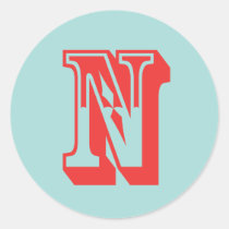 Letter N carnival style monogram initial favor stickers