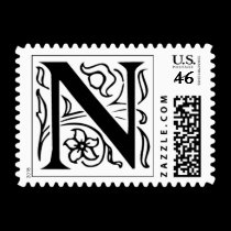 Letter N Fancy Initial Postage Stamps stamps