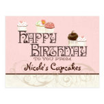 Letter N Happy Birthday Cupcake Business Postcard