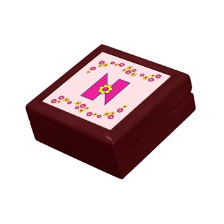 Letter N in Flores Pink Monogram