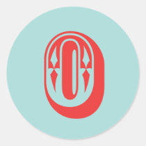 Letter O carnival style monogram initial favor stickers
