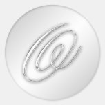 Letter O script initial faux silver monogram favor Round Sticker