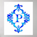 Letter P Blue Posters