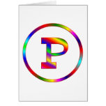 Letter P Rainbow Greeting Card