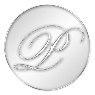 Letter P script initial faux silver monogram favor Sticker by FidesDesign