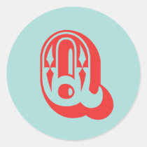 Letter Q carnival style monogram initial favor stickers