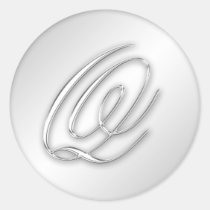 Letter Q script initial faux silver monogram favor stickers