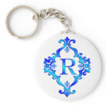 Letter R Blue Keychains