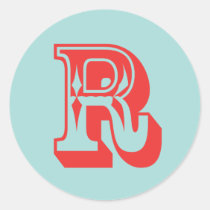 Letter R carnival style monogram initial favor stickers