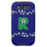 Letter R Monogram in Soccer Green Galaxy S3 Case