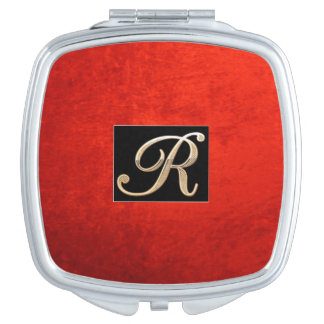LETTER R ON RED VELVET DESIGN VANITY MIRRORS