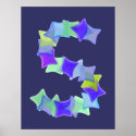 Letter S, Blue seaglass mosaic squares, posters posters