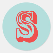 Letter S carnival style monogram initial favor stickers