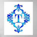 Letter T Blue Posters