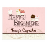 Letter T Happy Birthday Cupcake Business Postcard