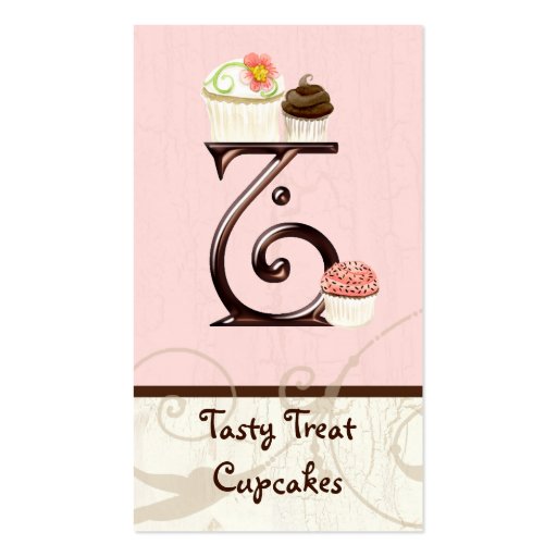 Letter T Monogram Dessert Bakery Business Cards (front side)