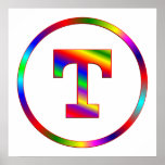 Letter T Rainbow Poster