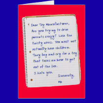Letter to Toy Companies cards