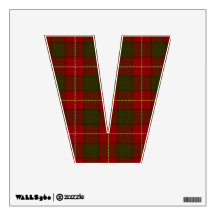 letter V punk rock red tartan plaid rockabilly emo Room Graphic