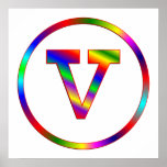 Letter V Rainbow Print
