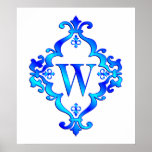 Letter W Blue Posters