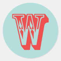 Letter W carnival style monogram initial favor stickers