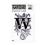 Letter 'W' Wrapped in Purple Vines - Stamp
