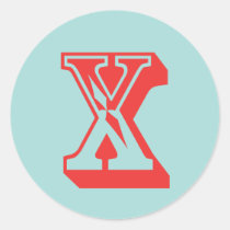 Letter X carnival style monogram initial favor stickers
