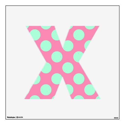 letter X cute kawaii polka dots shabby chic medium Wall Decals Zazzle
