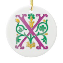 Letter X Monogram Christmas Tree Ornament