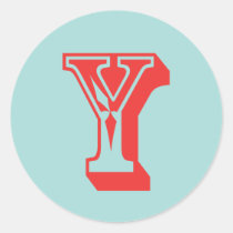 Letter Y carnival style monogram initial favor stickers