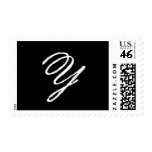 Letter Y Cursive Stamp Black & White