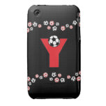 Letter Y Monogram in Soccer Red iPhone 3 Case-Mate Cases