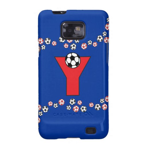Letter Y Monogram in Soccer Red Samsung Galaxy S Case