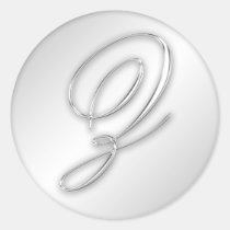 Letter Z script initial faux silver monogram favor stickers