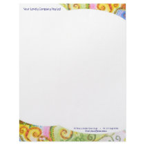 Letterhead paper with Colourful Swirly Design