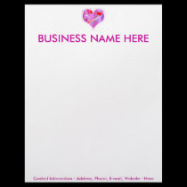 Letterhead - Pink Heart, Valentine letterhead