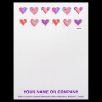 Letterhead - Pop Art Crazy Hearts 2 letterhead