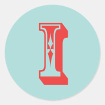 LetterI I carnival style monogram initial favor stickers