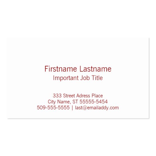 Letterpress Style Red Rooster Business Card Template (back side)